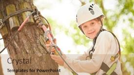  Presentation with adventure - PPT theme consisting of adventure-rope-park-girl-climbing background and a  colored foreground