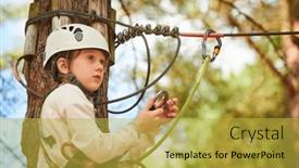  Presentation with adventure - Presentation design enhanced with adventure-rope-park-girl-climbing background and a  colored foreground