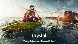  Presentation with kayak - Presentation design enhanced with adventure sports - lady paddling the sea kayak background and a wine colored foreground