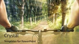  Presentation with adventure sports man - Amazing presentation theme having adventure sports - man riding on a bicycle backdrop and a yellow colored foreground