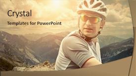  Presentation with beautiful mountains river lake sky nature - Cool new PPT layouts with adventure sports - men with bicycle aroun mountains backdrop and a blonde colored foreground
