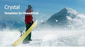  Presentation with winter - Presentation design featuring adventure sports - snowboarder holds board in hands background and a teal colored foreground