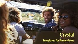  Presentation with pov - Theme featuring adventure time - four friends driving background and a tawny brown colored foreground