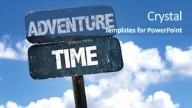  Presentation with adventure - PPT layouts consisting of adventure time sign with sky background and a ocean colored foreground