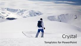  Presentation with snowy mountain tops in alaska - Cool new slides with adventure trail - cross-country skier - snowy mountains backdrop and a  colored foreground