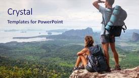  Presentation with mountain top - Presentation design featuring a mountain pseudo hdr background and a sky blue colored foreground