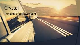  Presentation with road trip - Amazing PPT theme having road trip on sunset car backdrop and a yellow colored foreground