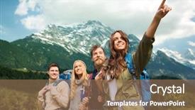  Presentation with travel friends - PPT theme with expedition - adventure travel tourism hike background and a coral colored foreground