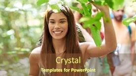  Presentation with travel friends - Presentation design featuring adventure travel tourism hike and people concept - group of smiling friends walking with backpacks in woods background and a tawny brown colored foreground