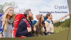  Presentation with travel friends - Colorful slide deck enhanced with adventure-travel-tourism-hike backdrop and a sky blue colored foreground