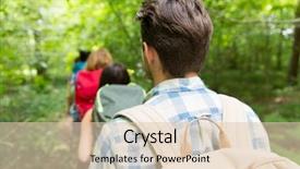  Presentation with travel friends - Colorful presentation theme enhanced with team hiking - adventure travel tourism hike backdrop and a lemonade colored foreground