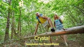  Presentation with travel friends - Beautiful PPT theme featuring fallen tree trunk in woods backdrop and a tawny brown colored foreground