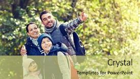  Presentation with family tourism - Presentation theme featuring adventure travel tourism hike background and a yellow colored foreground