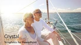  Presentation with boat tourism - Audience pleasing theme consisting of adventure trip ship - sailing age tourism travel backdrop and a soft green colored foreground