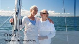  Presentation with boat tourism - Audience pleasing presentation theme consisting of adventure trip ship - sailing age tourism travel backdrop and a light blue colored foreground