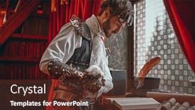  Presentation with inventor - Slide set consisting of adventure-world-of-steampunk-scientist background and a tawny brown colored foreground