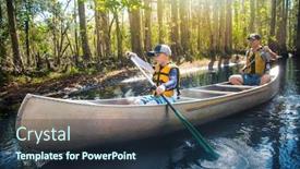  Presentation with river forest - PPT layouts consisting of adventuresome-father-and-son-canoeing background and a tawny brown colored foreground