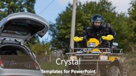  Presentation with motorbikes - Presentation having adventurous-driving-of-atv-motorbikes background and a tawny brown colored foreground