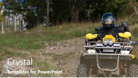  Presentation with motorbikes - Theme having adventurous-driving-of-atv-motorbikes background and a violet colored foreground