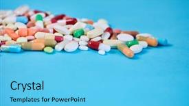  Presentation with pharmaceutical tablets - Cool new PPT theme with adverse drug reaction - colorful pharmaceutical remedy medicine background backdrop and a light blue colored foreground