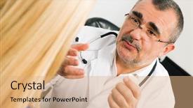  Presentation with doctor and patient medical consultation - Beautiful presentation theme featuring adverse drug reaction - doctor with his patient backdrop and a coral colored foreground