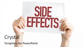  Presentation with drug - Colorful presentation theme enhanced with adverse drug reaction - side effects placard isolated backdrop and a white colored foreground