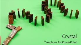  Presentation with domino - Audience pleasing presentation theme consisting of adverse effect - domino backdrop and a seafoam green colored foreground
