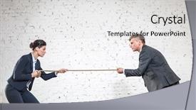  Presentation with tug of war sport - Theme having adversity - business colleagues playing tug-of-war background and a light gray colored foreground