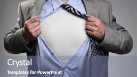  Presentation with adversity - Theme enhanced with adversity - businessman in classic superman pose background and a ocean colored foreground