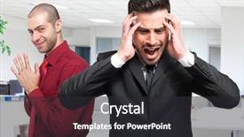  Presentation with adversity - Presentation design consisting of adversity - desperate man in his office background and a dark gray colored foreground