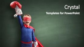  Presentation with adversity - Slide set featuring adversity - superhero child winner with boxing background and a dark gray colored foreground