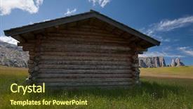  Presentation with posters - Cool new slides with adverstisement - mountain cabin with plenty room backdrop and a  colored foreground