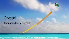  Presentation with parachute - Theme consisting of advertisement beach parachute boat yellow copyspace background and a light blue colored foreground