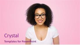  Presentation with education pink - Slide set featuring advertisement education ethnicity vision and people concept - happy smiling young african woman or teenage student girl in eyeglasses and white t-shirt over pink background background and a lemonade colored foreground