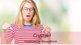  Presentation with wearing a surgical face mask - Beautiful PPT theme featuring advertising - beautiful young woman wearing glasses backdrop and a  colored foreground