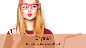  Presentation with teenage girl - Presentation design having advertising - beauty funny teenage girl background and a coral colored foreground