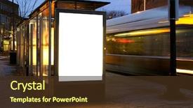  Presentation with advertising - Presentation theme featuring advertising - blank billboard on bus stop background and a tawny brown colored foreground