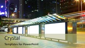  Presentation with bus stop - Slide deck consisting of advertising - blank billboard on bus stop background and a mint green colored foreground