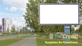  Presentation with advertising - Slide set consisting of advertising - blank billboard on road background and a tawny brown colored foreground