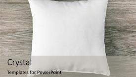  Presentation with advertising - Slide deck enhanced with advertising - blank soft pillow on wooden background and a light gray colored foreground
