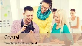  Presentation with office inauguration launch start up - Cool new presentation theme with advertising - business education photography office backdrop and a lemonade colored foreground