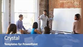  Presentation with whiteboard - PPT theme enhanced with advertising - businessman at whiteboard in brainstorming background and a ocean colored foreground