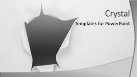  Presentation with white torn paper on gray - PPT layouts featuring advertising - hole through paper white background background and a light gray colored foreground
