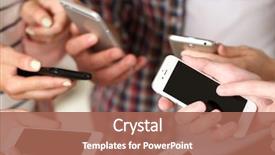  Presentation with advertising - Audience pleasing presentation theme consisting of advertising - many hands holding mobile phones backdrop and a coral colored foreground