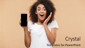  Presentation with african woman - Slide set featuring advertising - portrait of an excited young background and a coral colored foreground