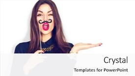  Presentation with girl model - PPT theme enhanced with advertising - surprised winking model girl holding background and a white colored foreground