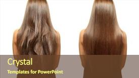  Presentation with treatment - Slide set having advertising - woman before and after hair background and a tawny brown colored foreground