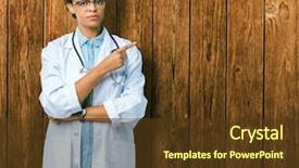  Presentation with doctor african - Slide set consisting of advertising - young african american doctor woman background and a tawny brown colored foreground