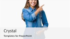  Presentation with advertisement - Cool new PPT theme with advertising - young beautiful brunette woman wearing backdrop and a white colored foreground