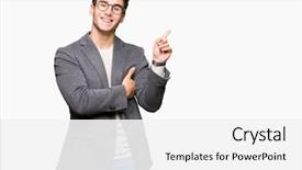  Presentation with glasses - Presentation theme featuring advertising - young business man wearing glasses background and a white colored foreground